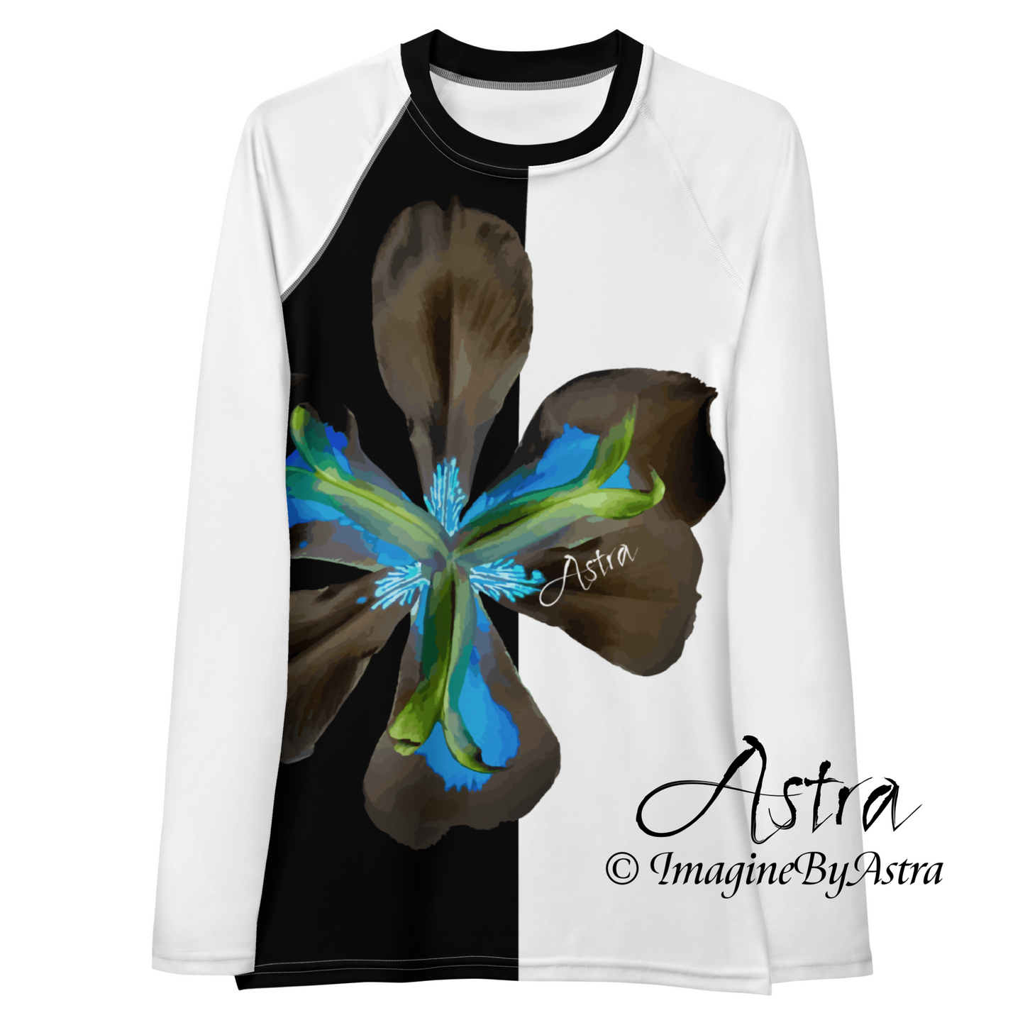 Tropical Iris Long Sleeve Top - White Back