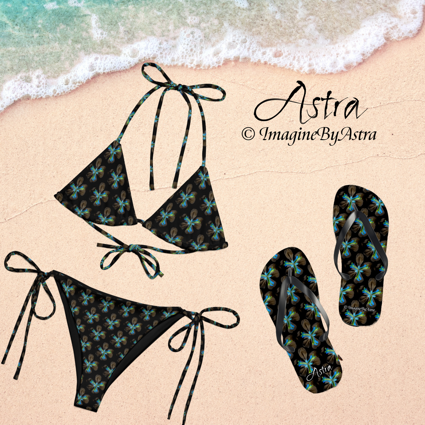 Tropical Iris Eco-Friendly String Bikini