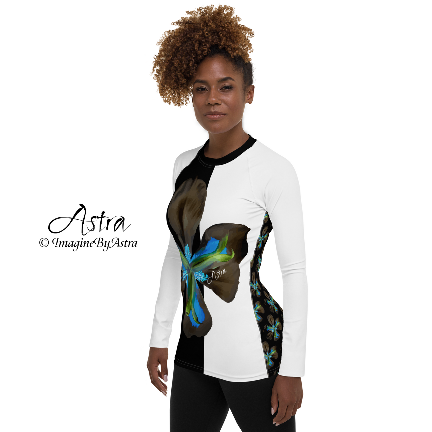 Tropical Iris Long Sleeve Top - Black Back