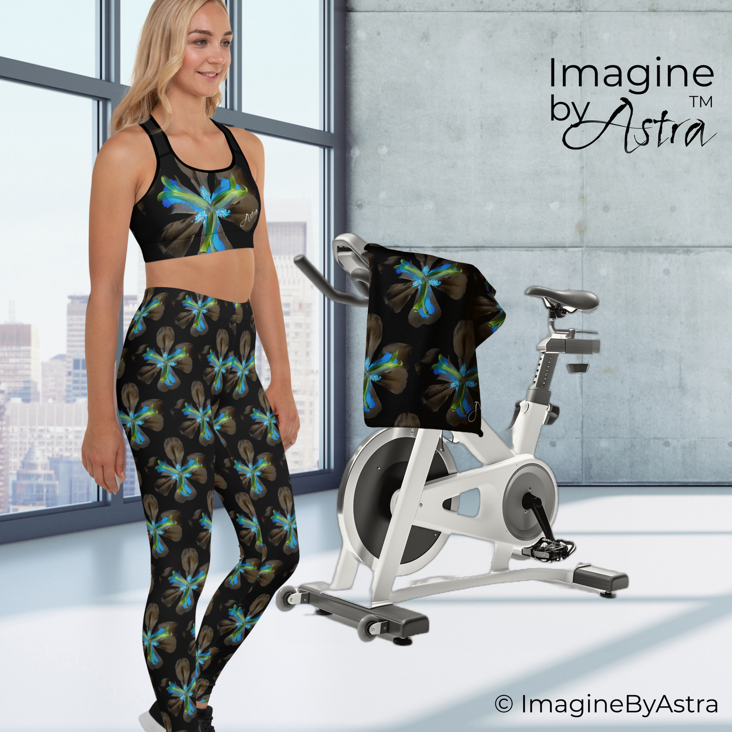 Tropical Iris Leggings Set - Black