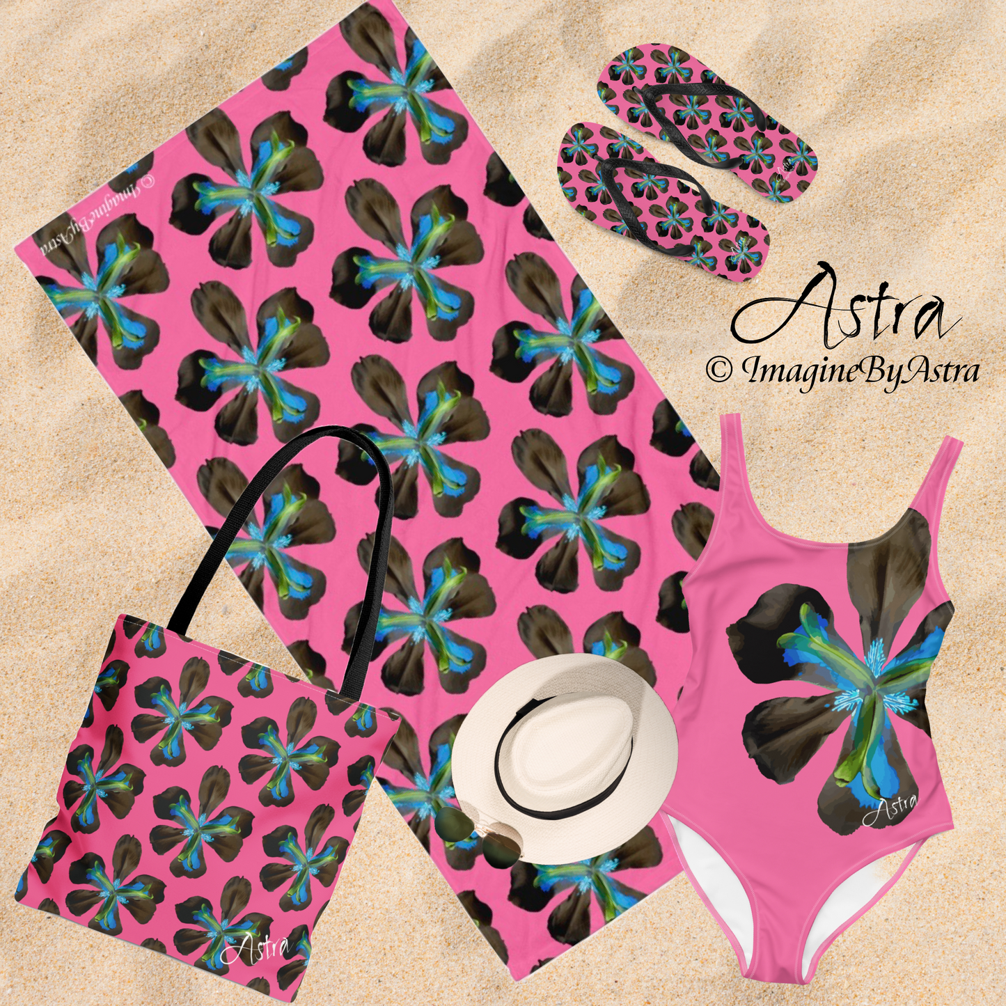Tropical Iris Flip-Flops - Hot Pink