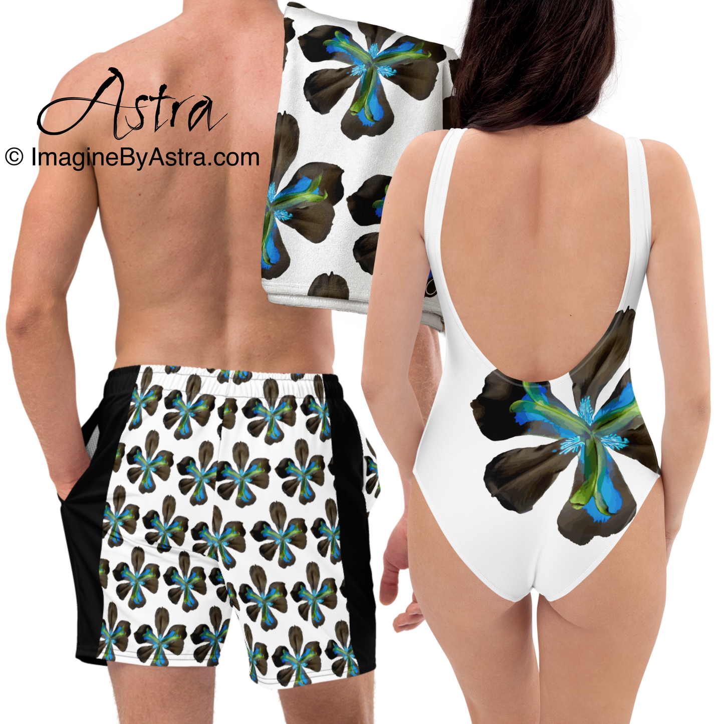 Tropical Iris High Cut One-Piece Backless Swimsuit | White