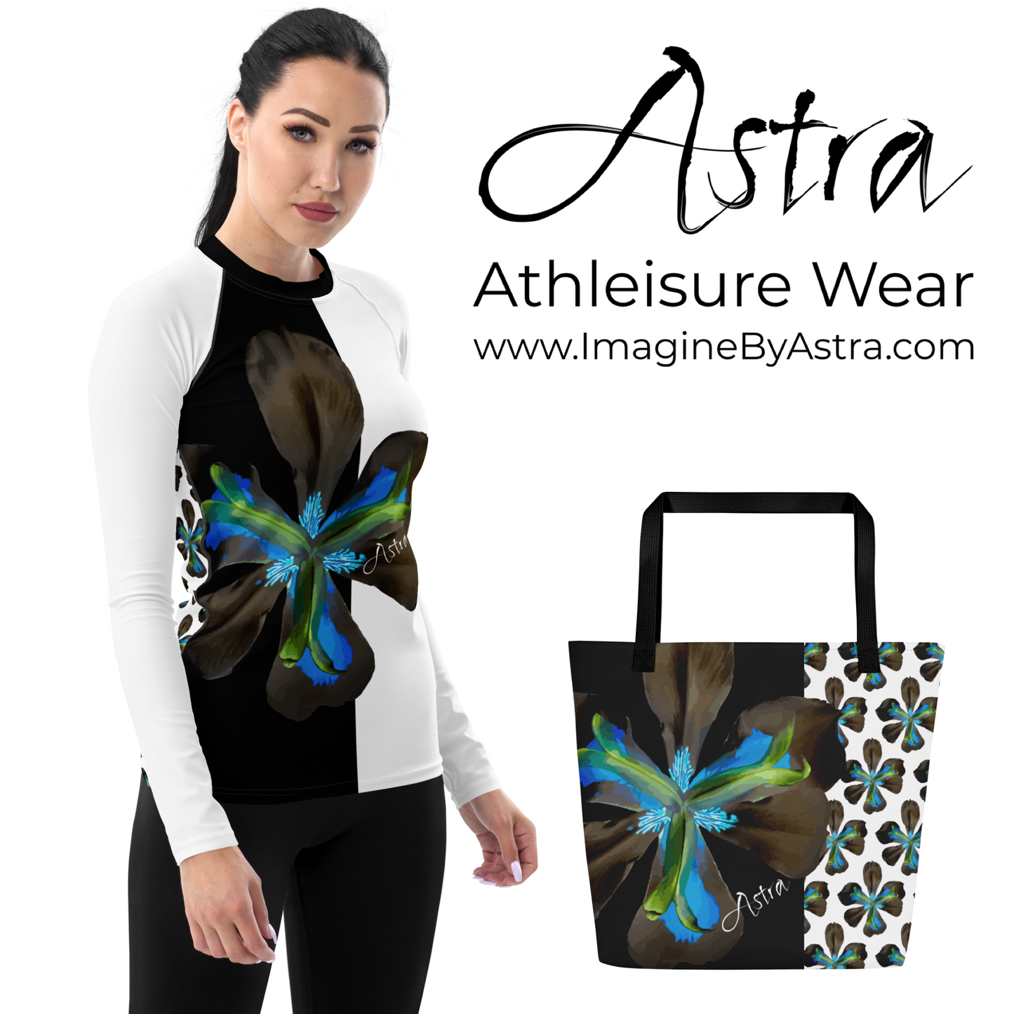 Tropical Iris Long Sleeve Top - White Back