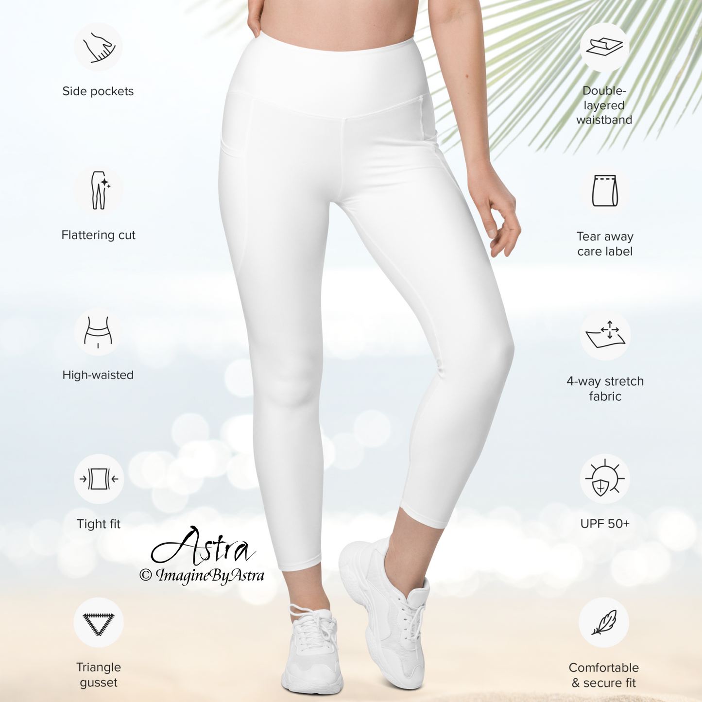White Eco-Friendly Leggings with Pockets