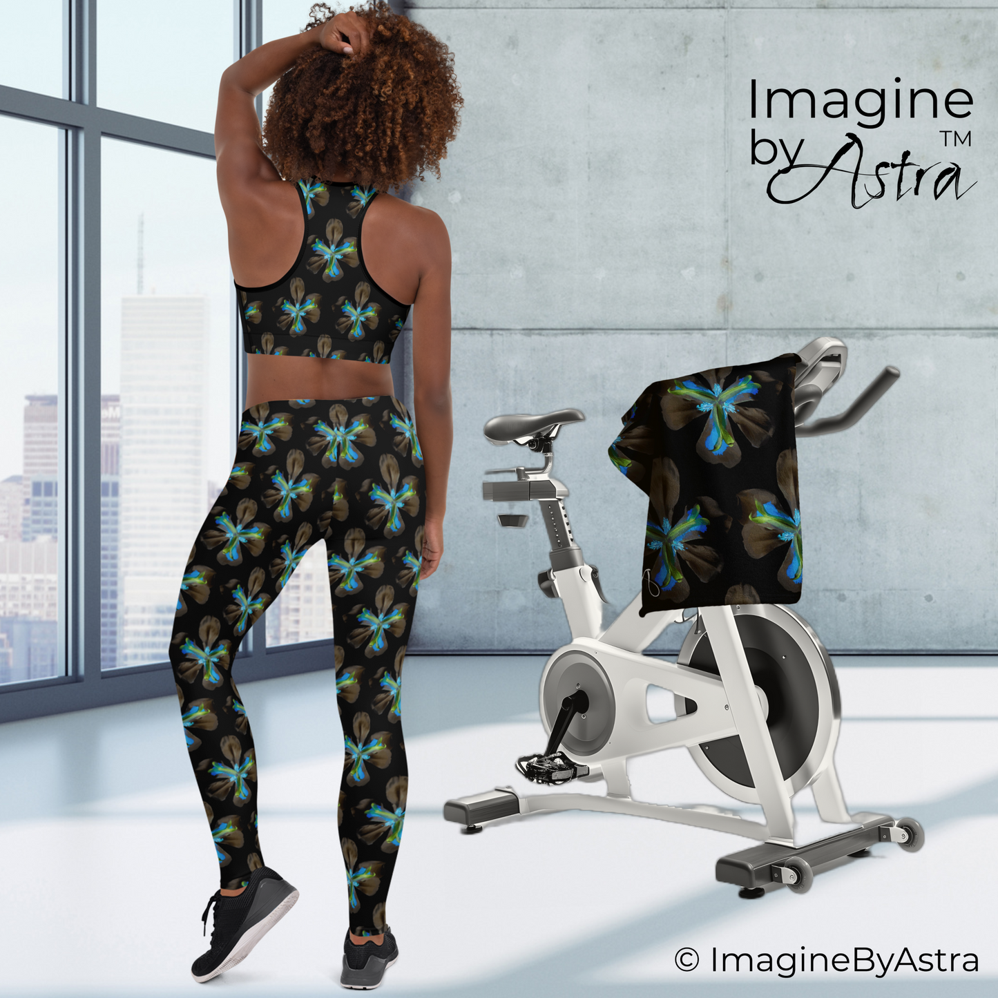 Tropical Iris Leggings Set - Black