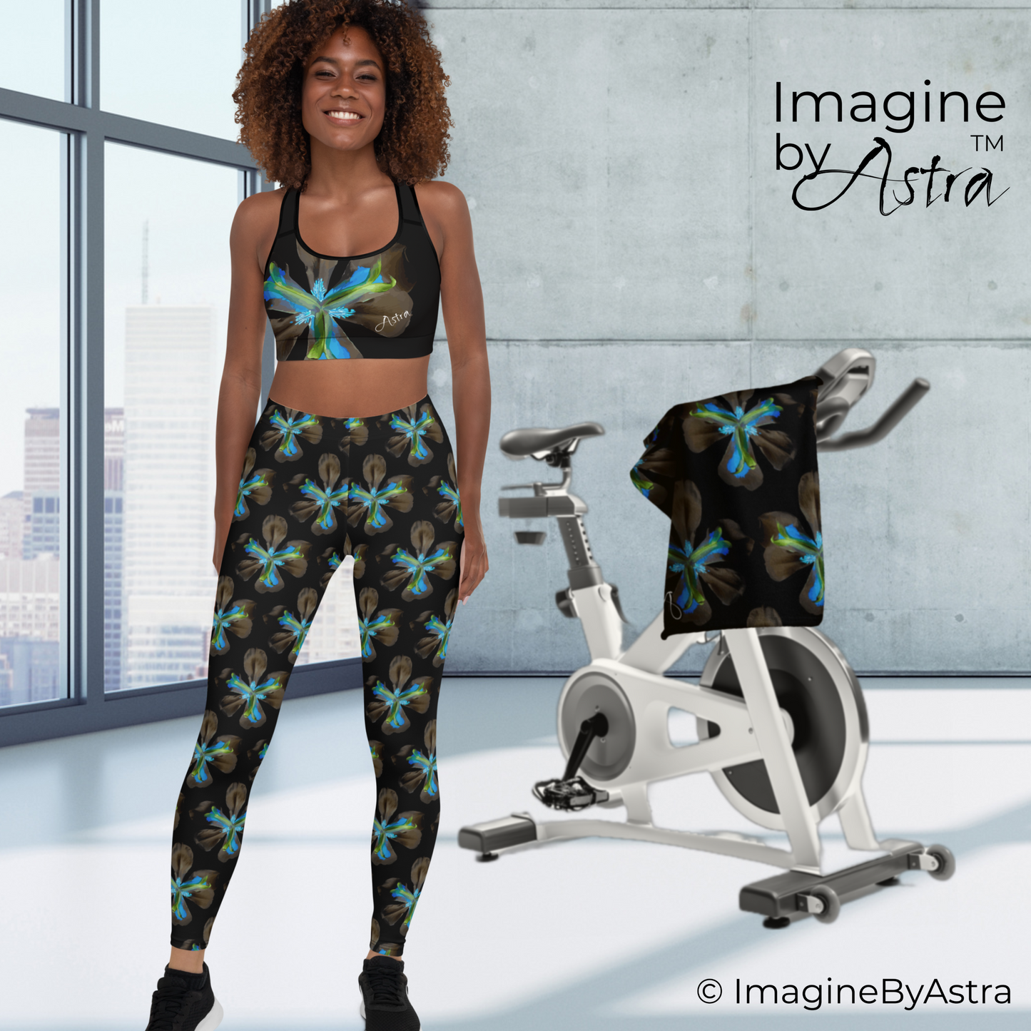 Tropical Iris Leggings Set - Black
