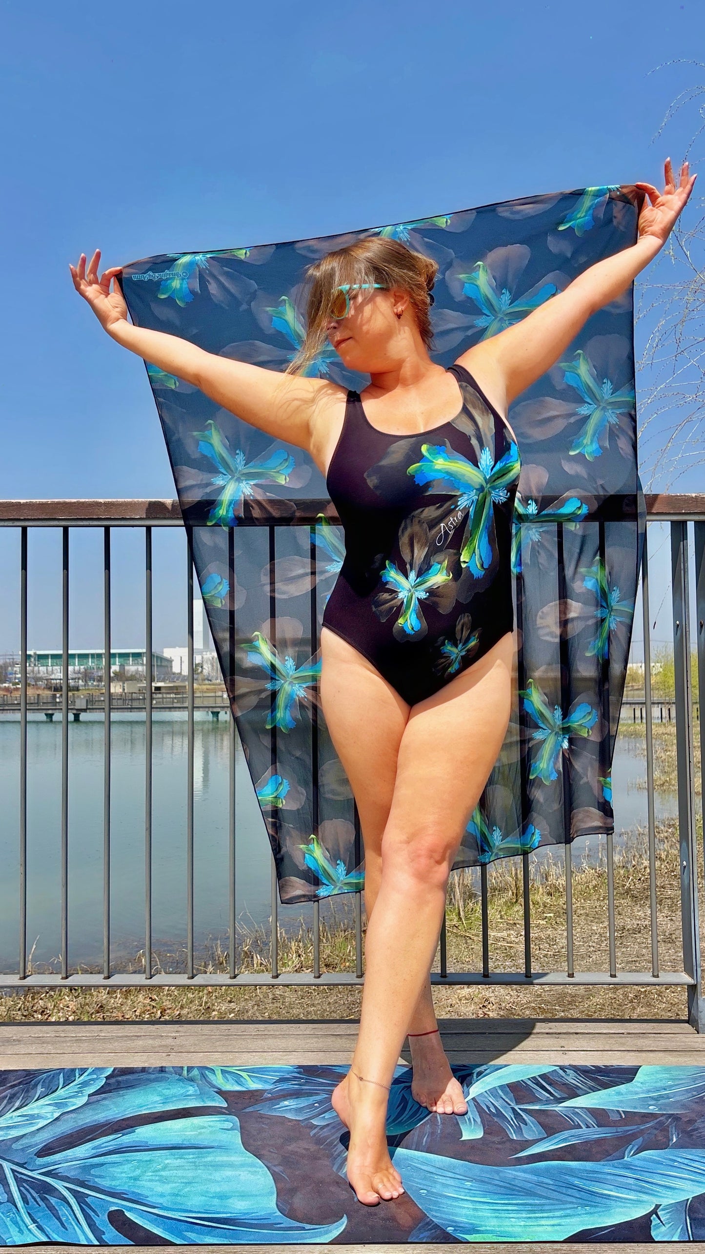 Tropical Iris Full Length Beach Sarong