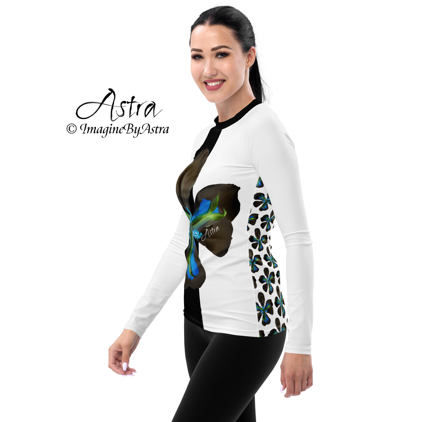 Tropical Iris Long Sleeve Top - White Back
