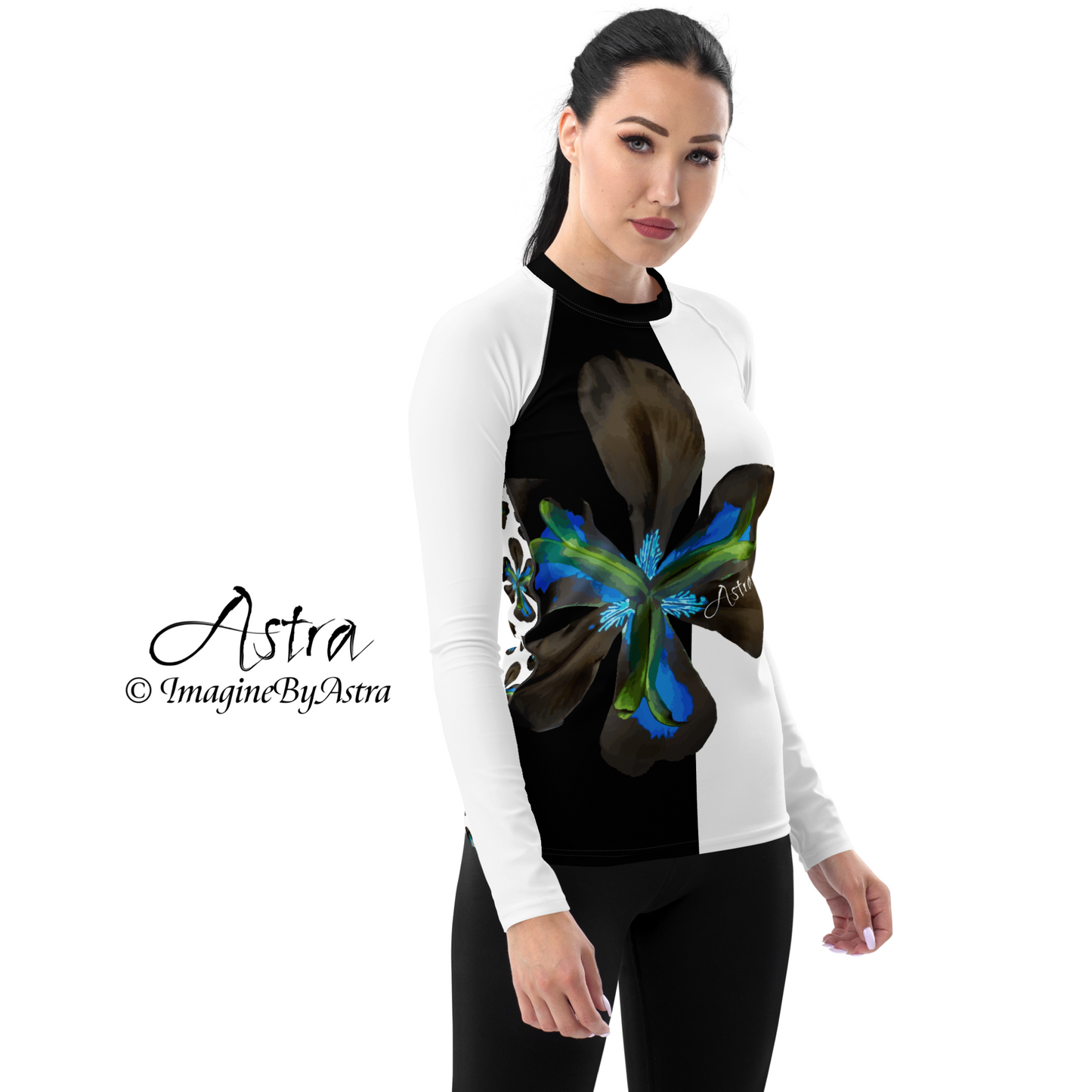 Tropical Iris Long Sleeve Top - White Back