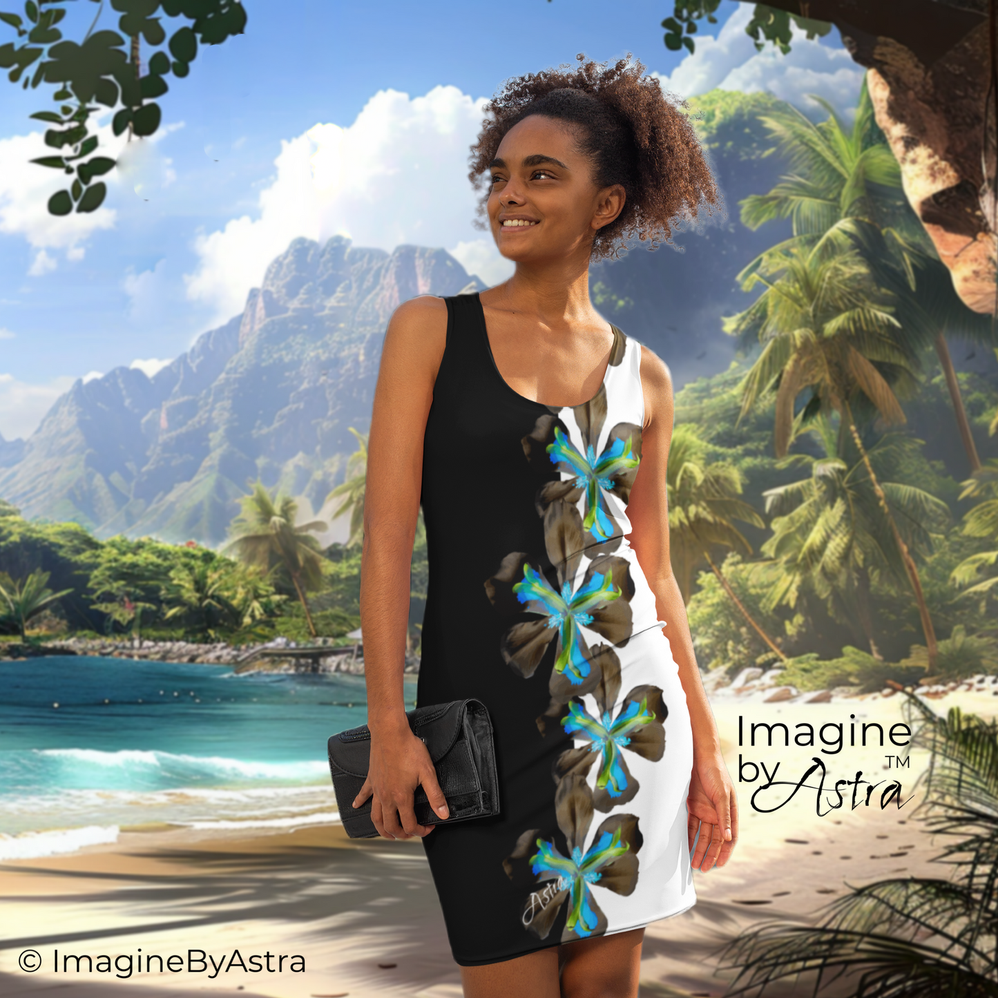 Tropical Iris Island Breeze Cocktail Dress