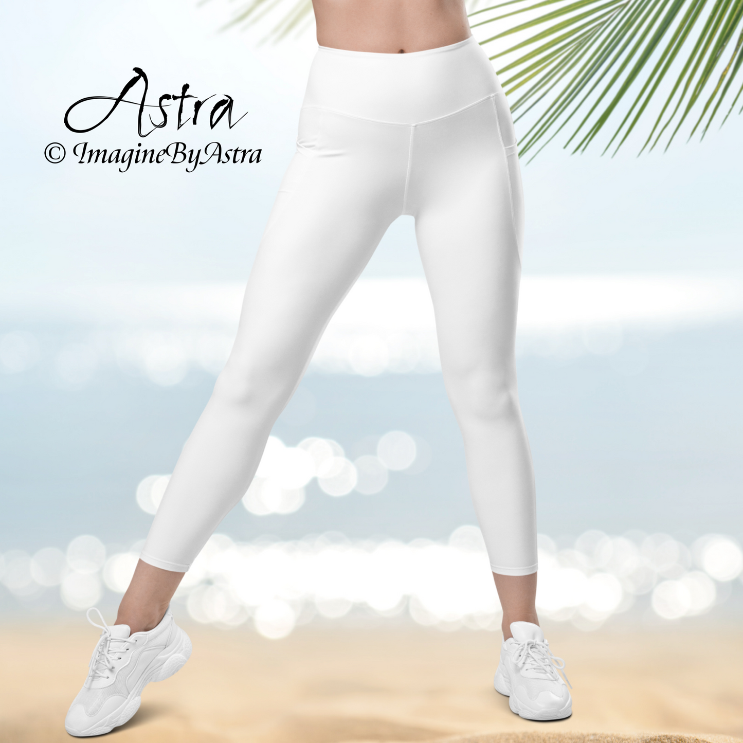 White Eco-Friendly Leggings with Pockets
