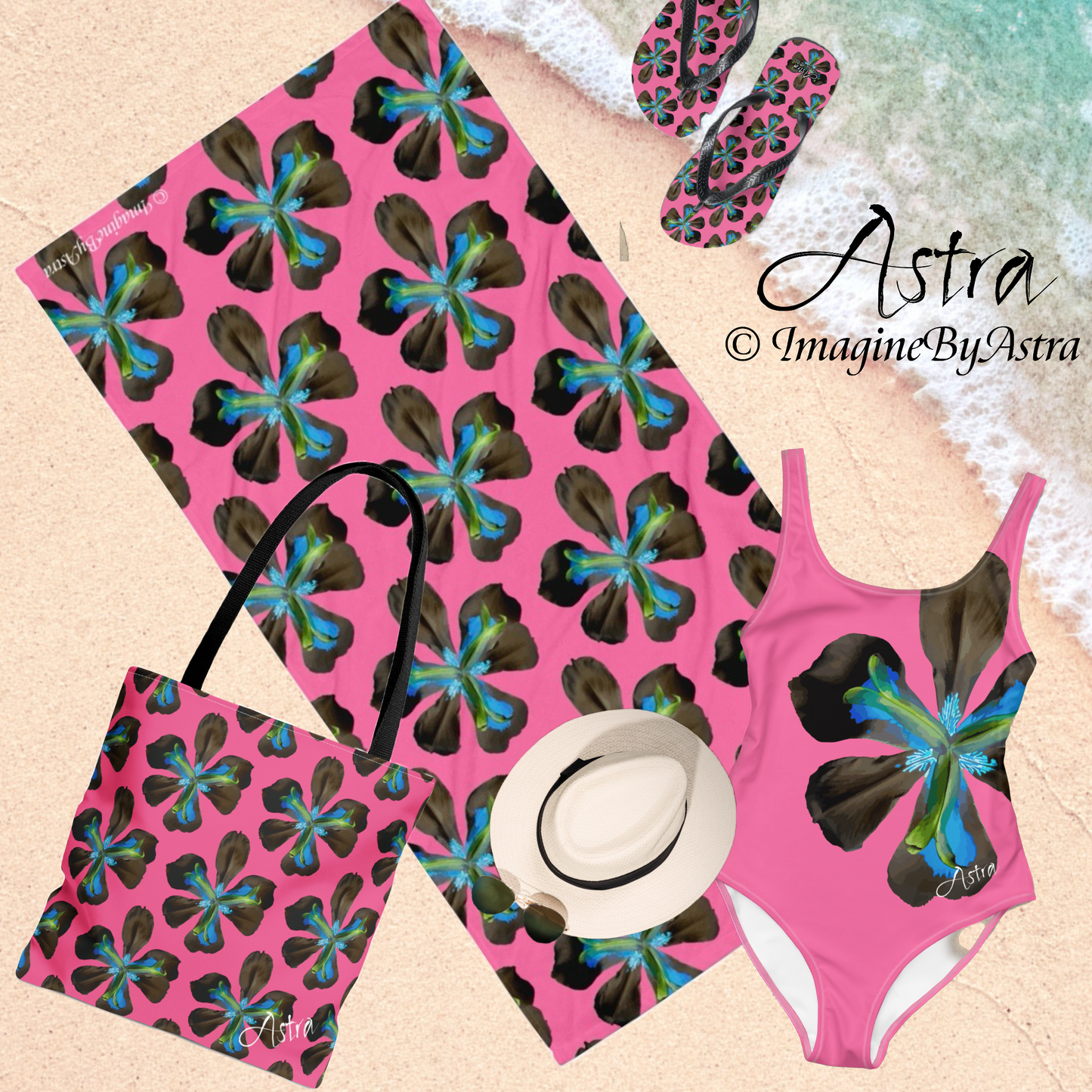 Tropical Iris High Cut One-Piece Backless Swimsuit | Hot Pink