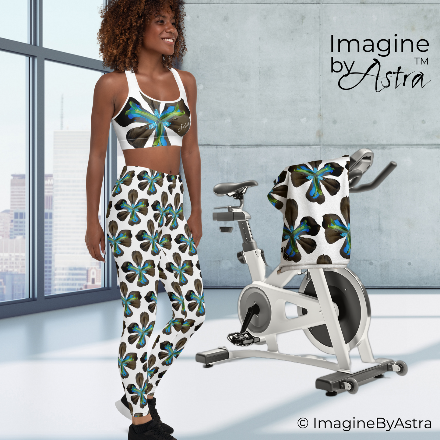 Tropical Iris Leggings Set - White