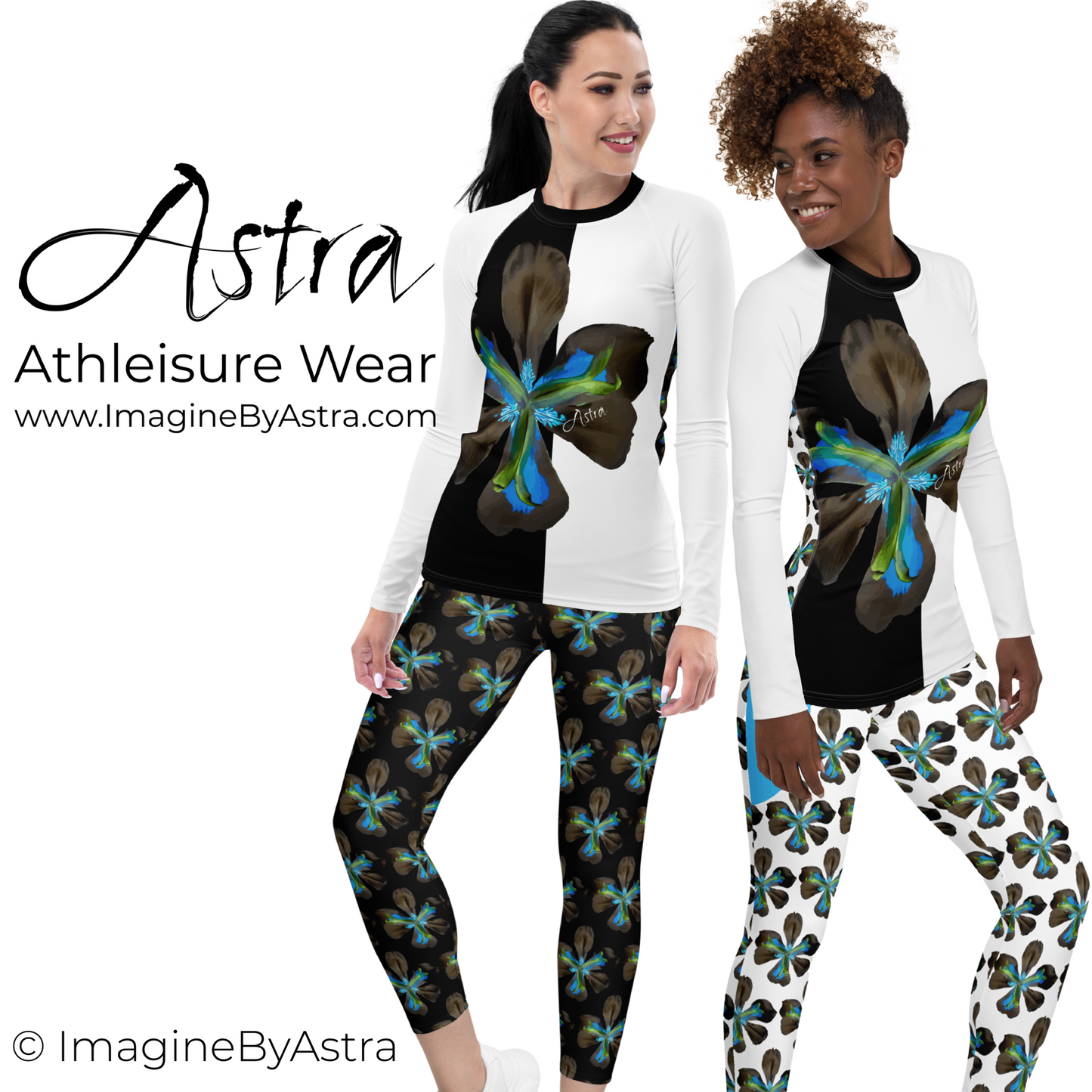 Tropical Iris Long Sleeve Top - White Back