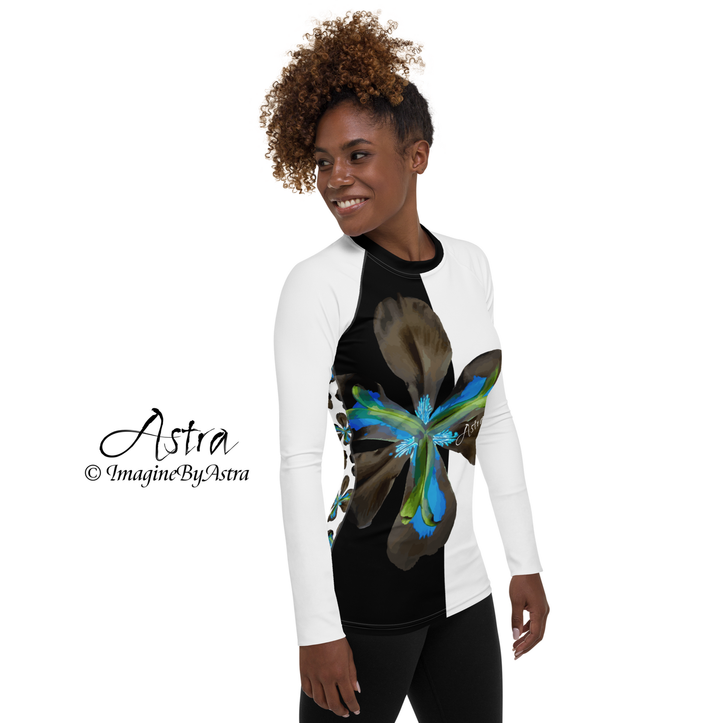 Tropical Iris Long Sleeve Top - White Back