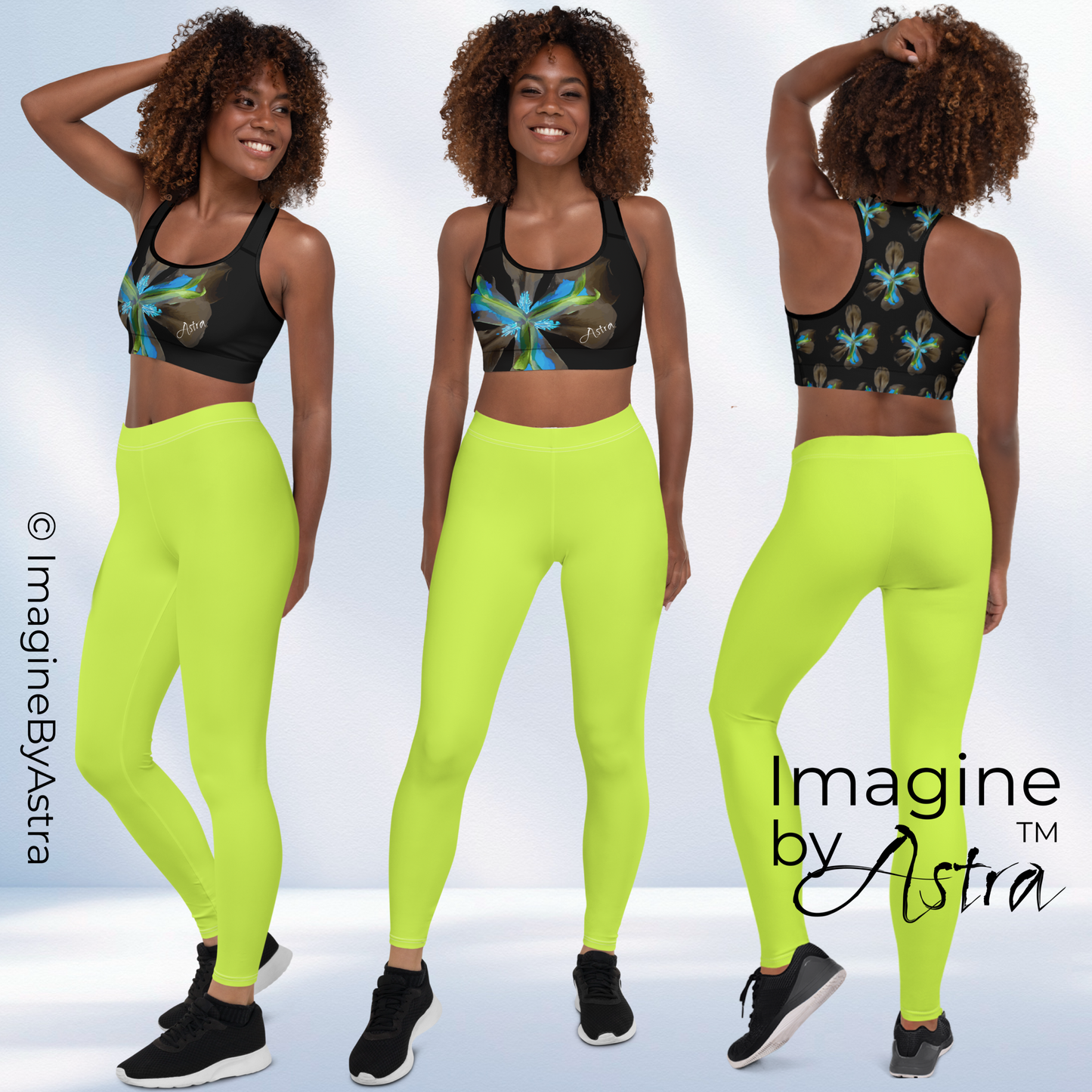 Tropical Iris Leggings Set - Black & Green
