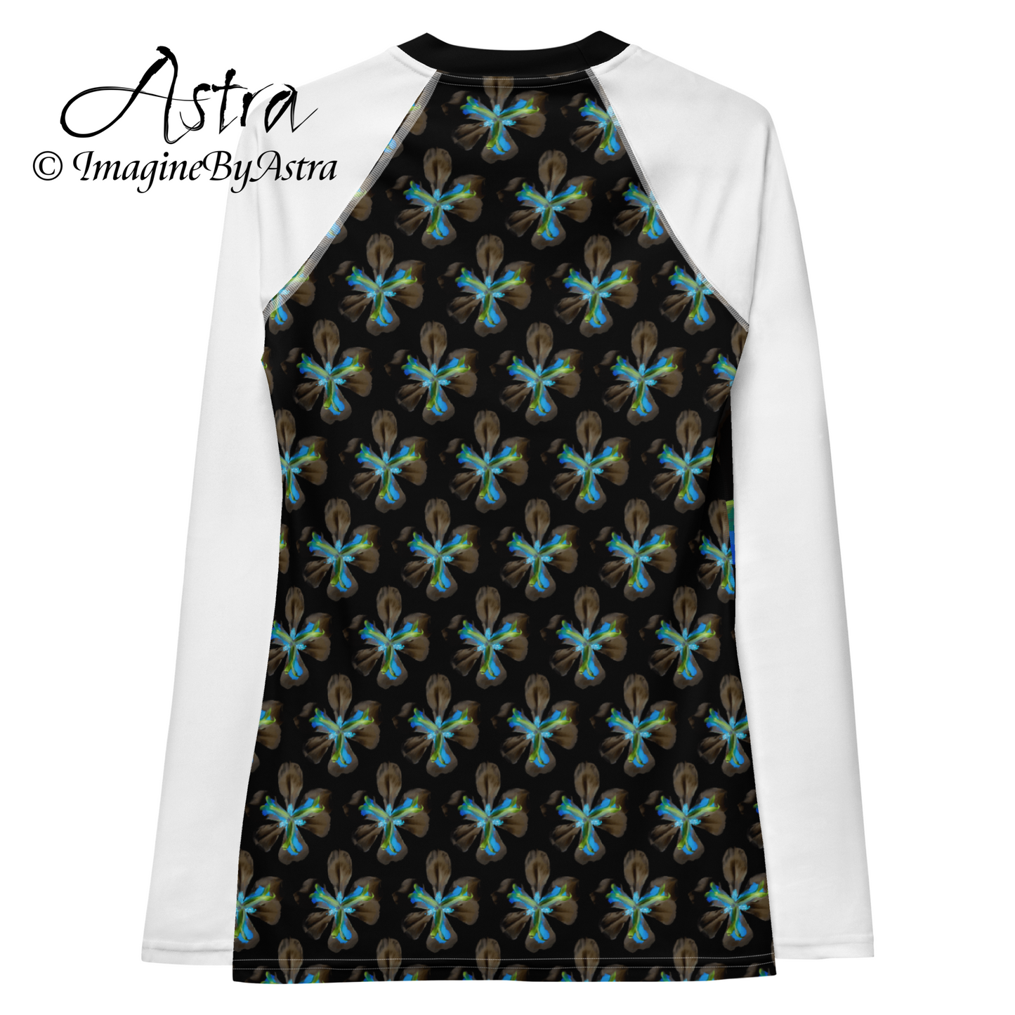 Tropical Iris Long Sleeve Top - Black Back