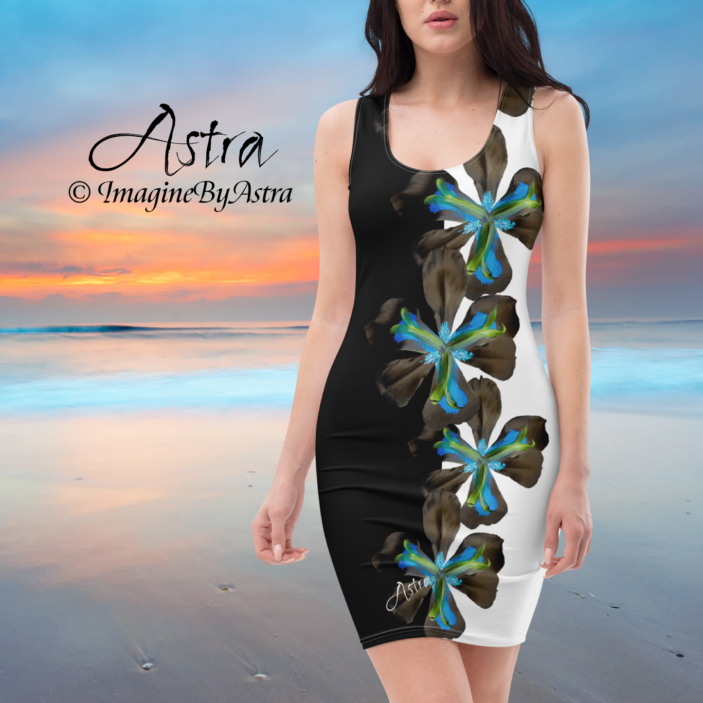 Tropical Iris Island Breeze Cocktail Dress