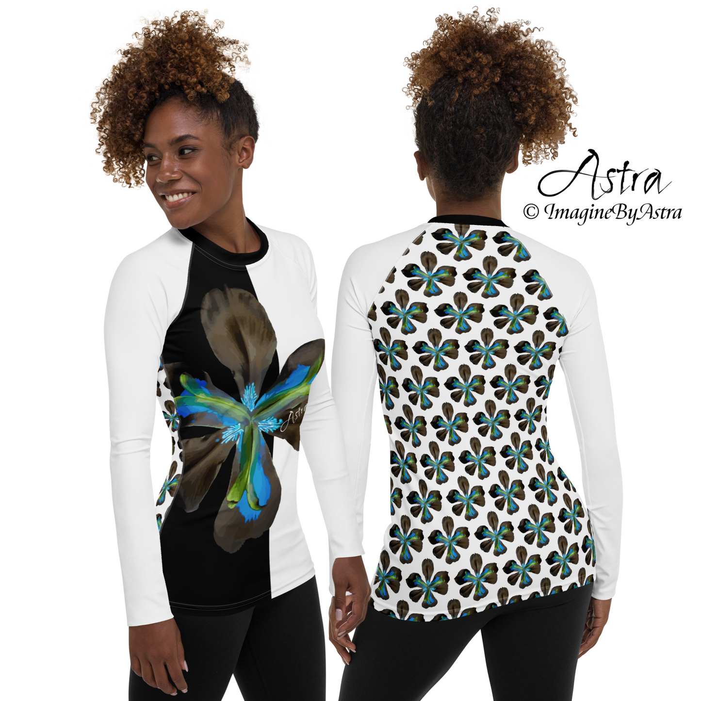 Tropical Iris Long Sleeve Top - White Back