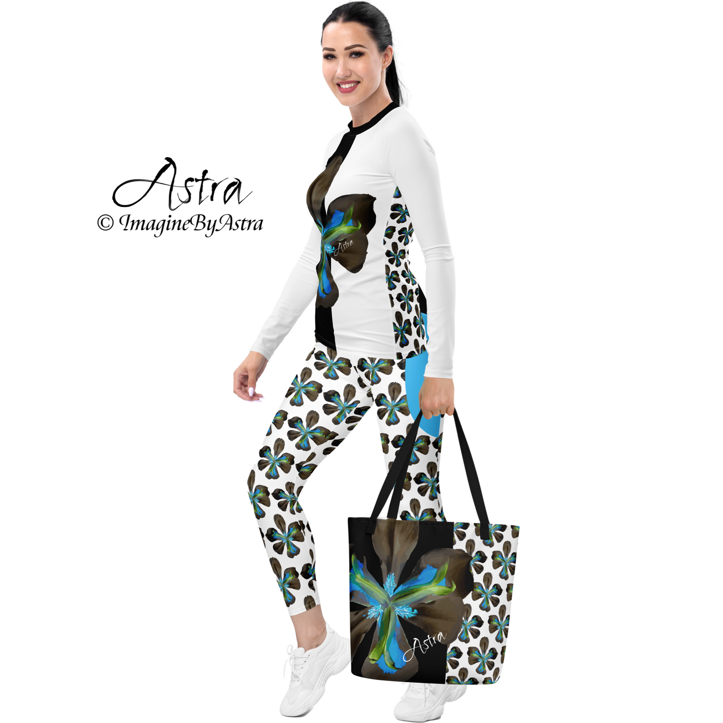 Tropical Iris Long Sleeve Top - White Back