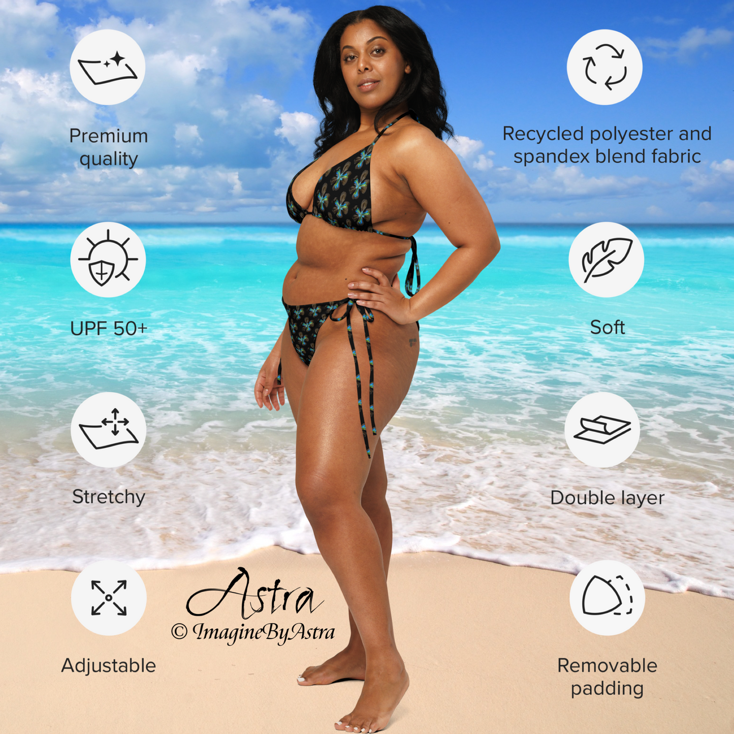 Tropical Iris Eco-Friendly String Bikini