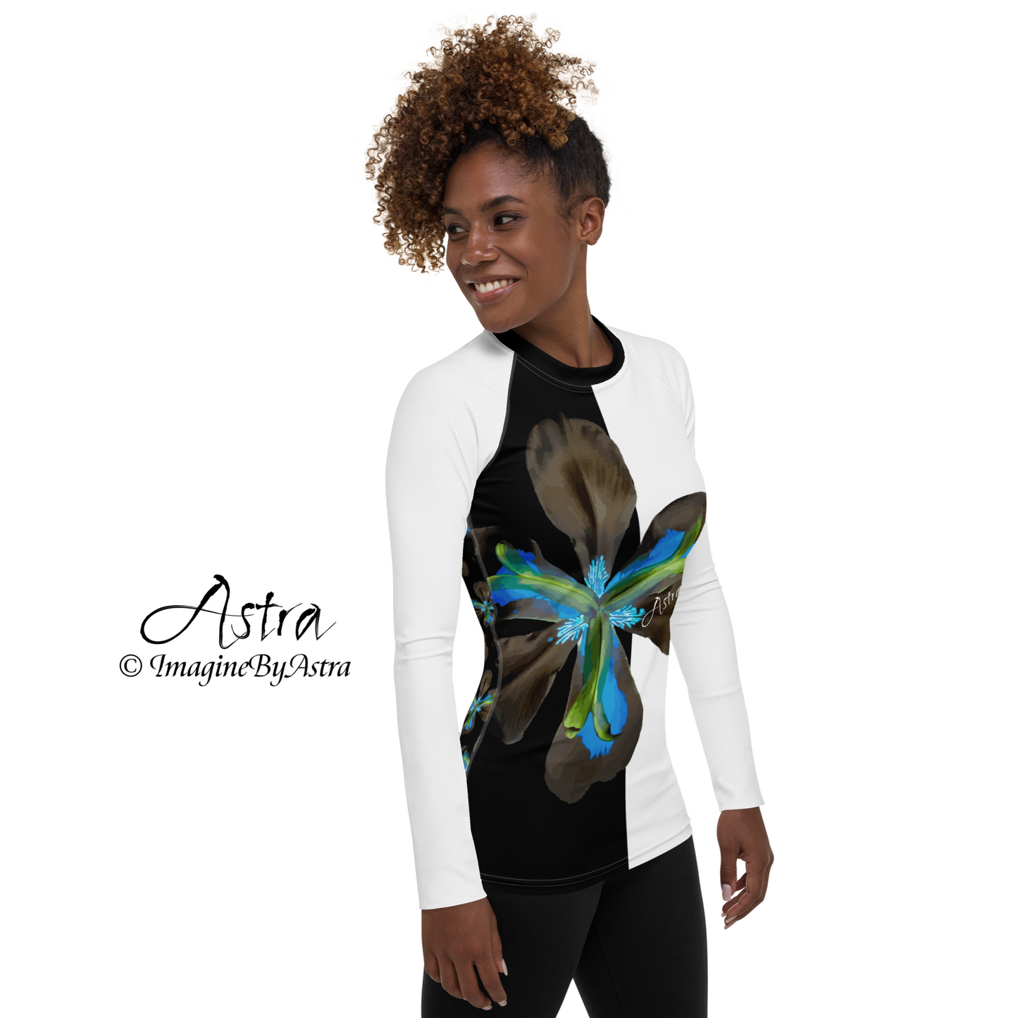 Tropical Iris Long Sleeve Top - Black Back