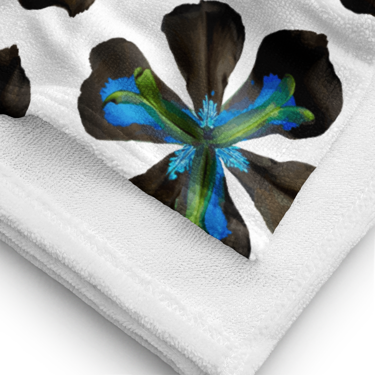 Tropical Iris Plush Beach Towel | White