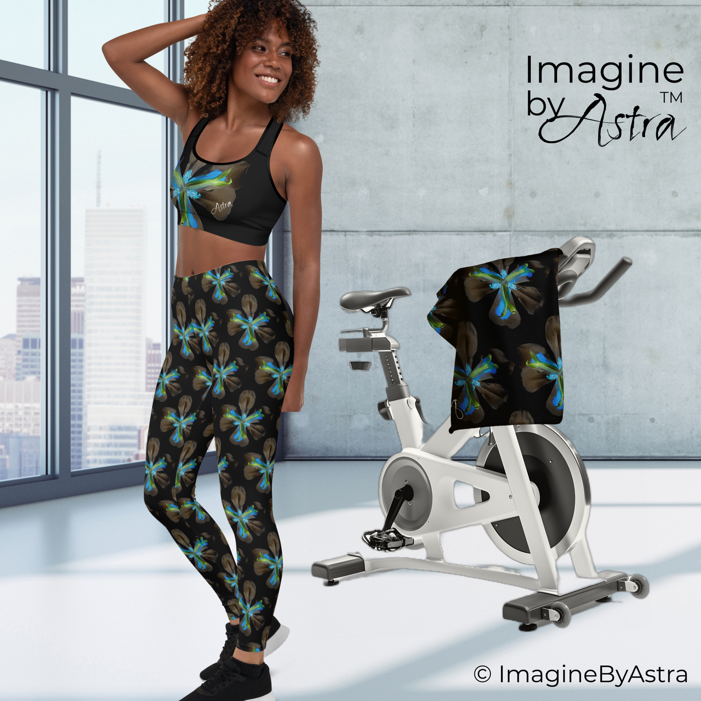 Tropical Iris Leggings Set - Black