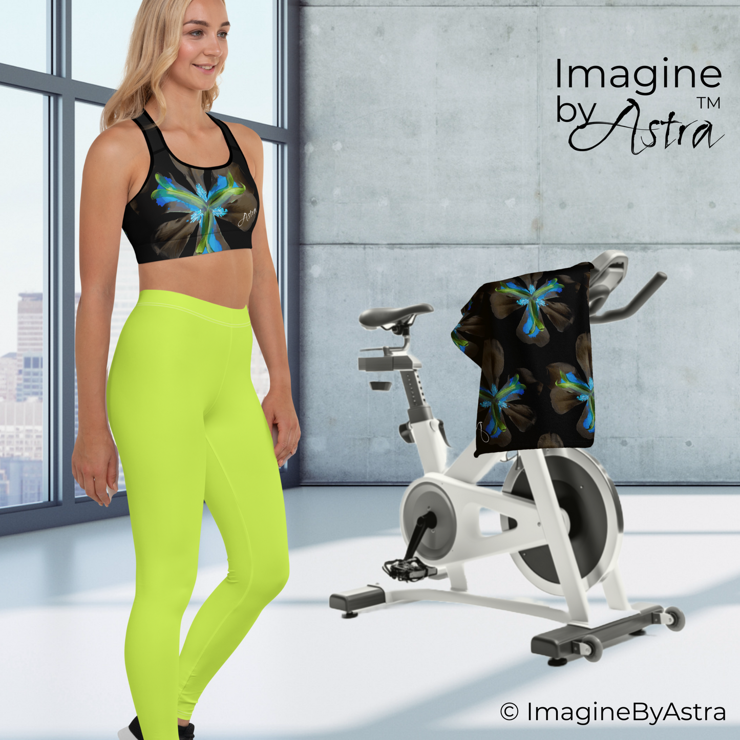 Tropical Iris Leggings Set - Black & Green