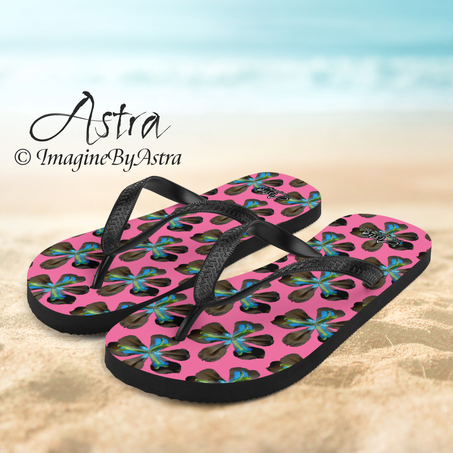 Tropical Iris Flip-Flops - Hot Pink