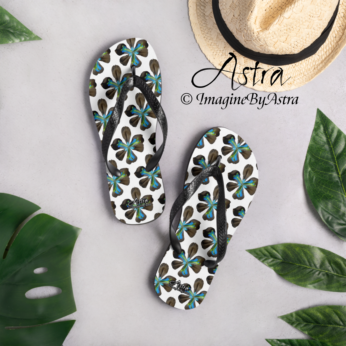 Tropical Iris Flip-Flops - White