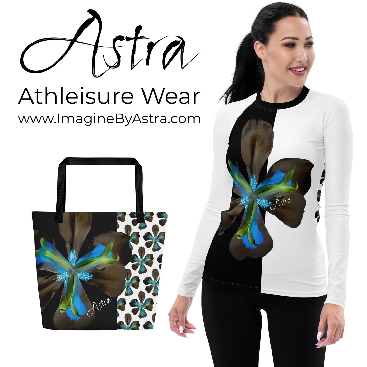 Tropical Iris Long Sleeve Top - White Back