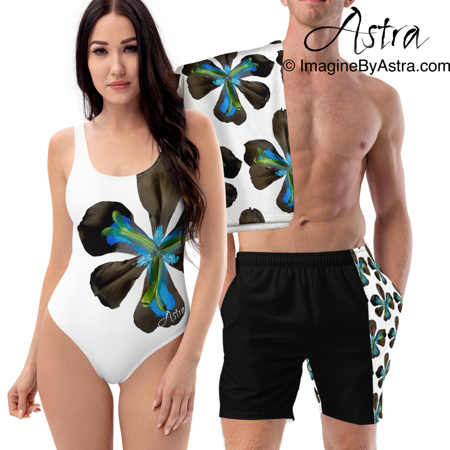 Tropical Iris High Cut One-Piece Backless Swimsuit | White