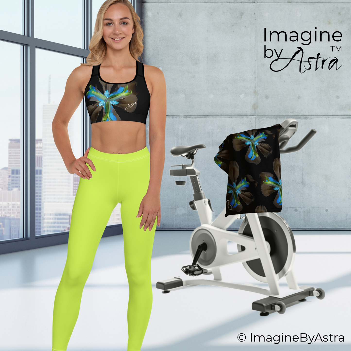 Tropical Iris Leggings Set - Black & Green