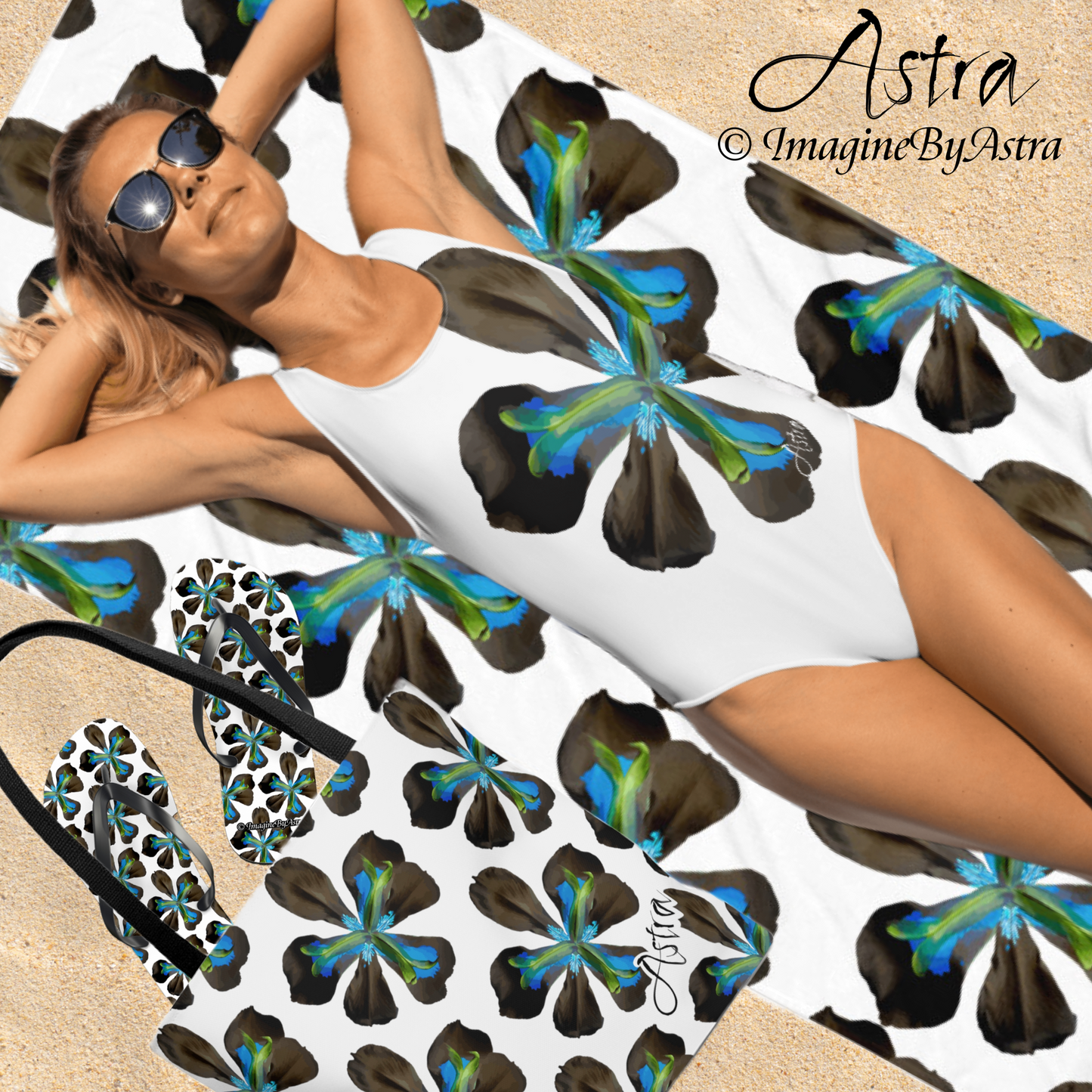 Tropical Iris Flip-Flops - White