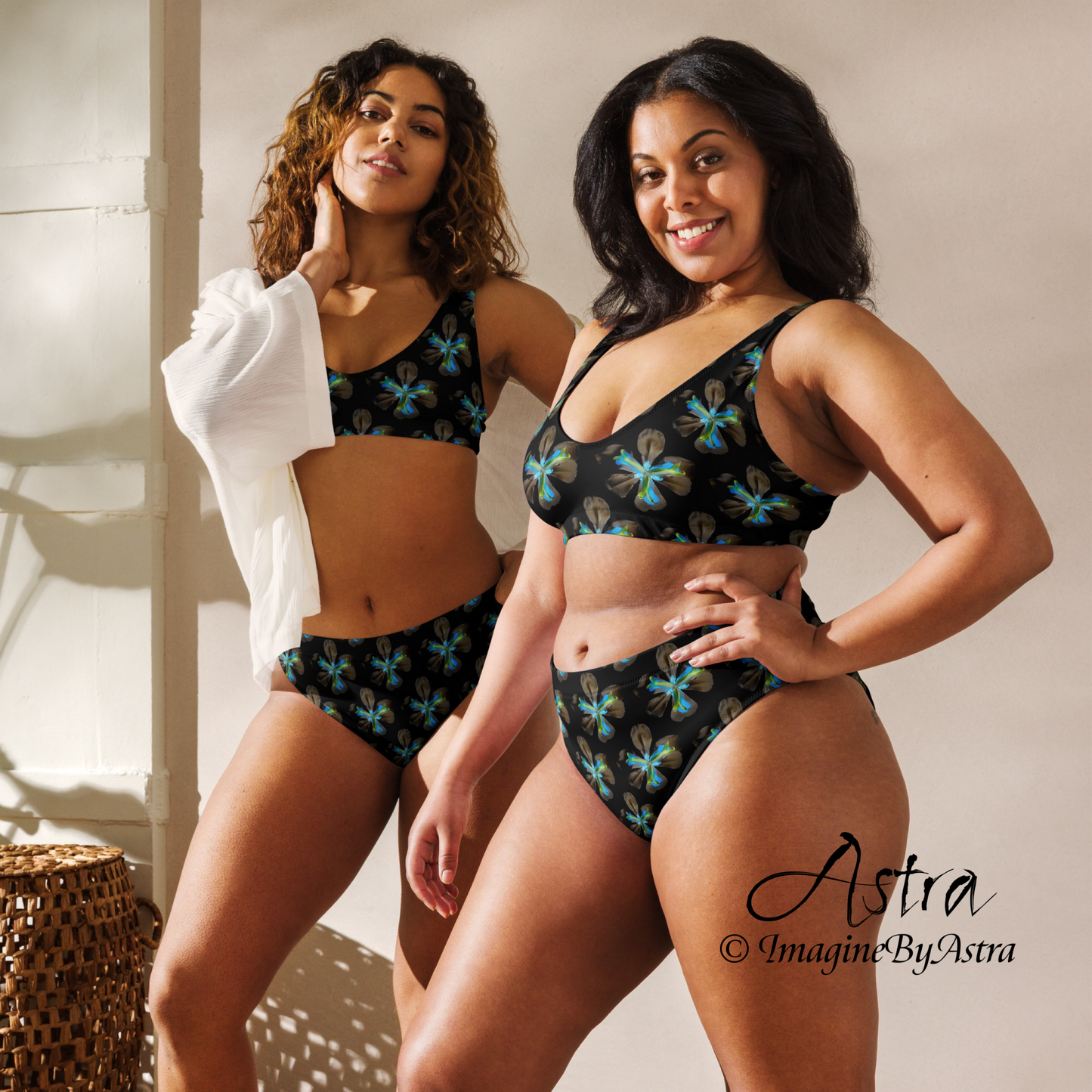 Tropical Iris Eco-Friendly High-Waisted Bikini