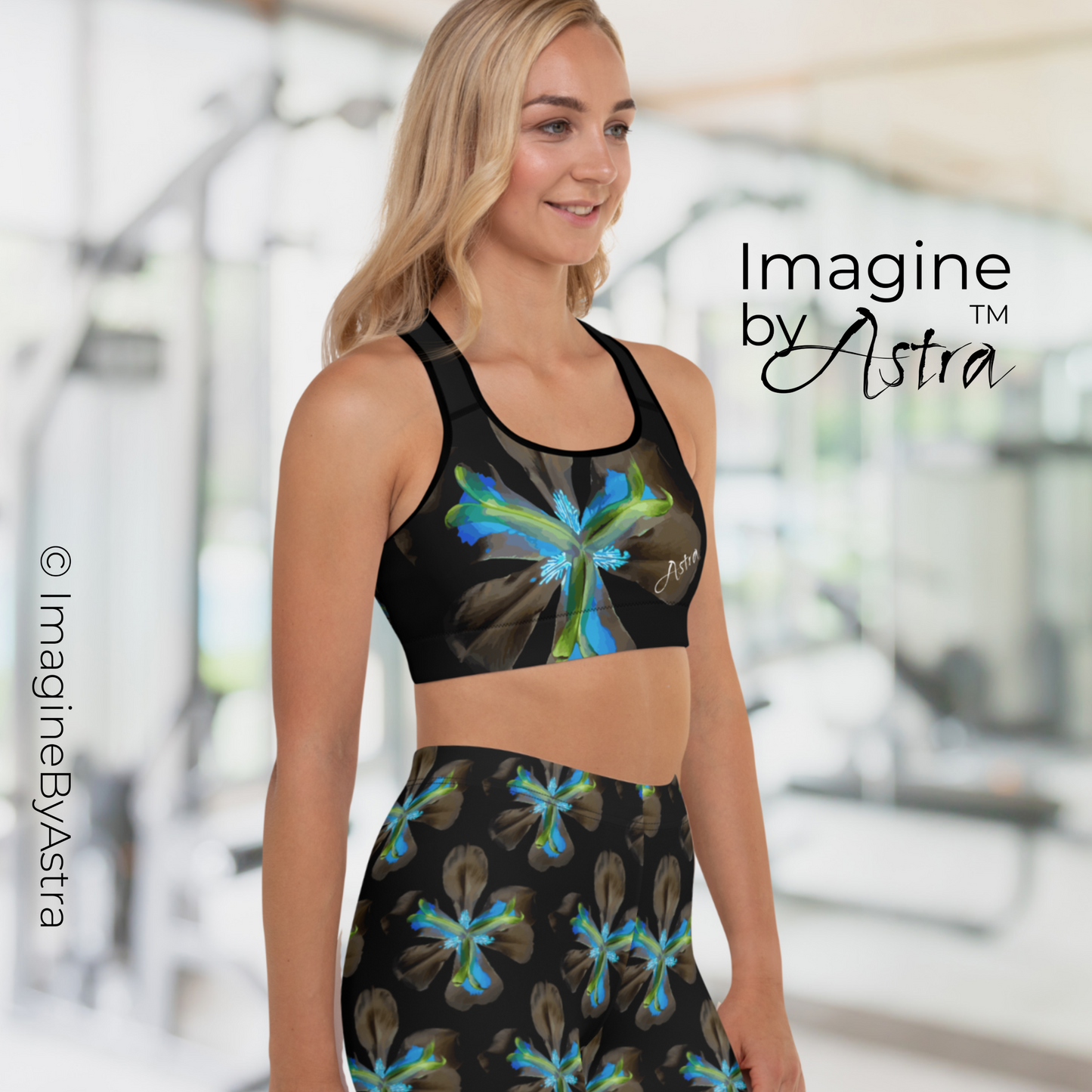 Tropical Iris Leggings Set - Black