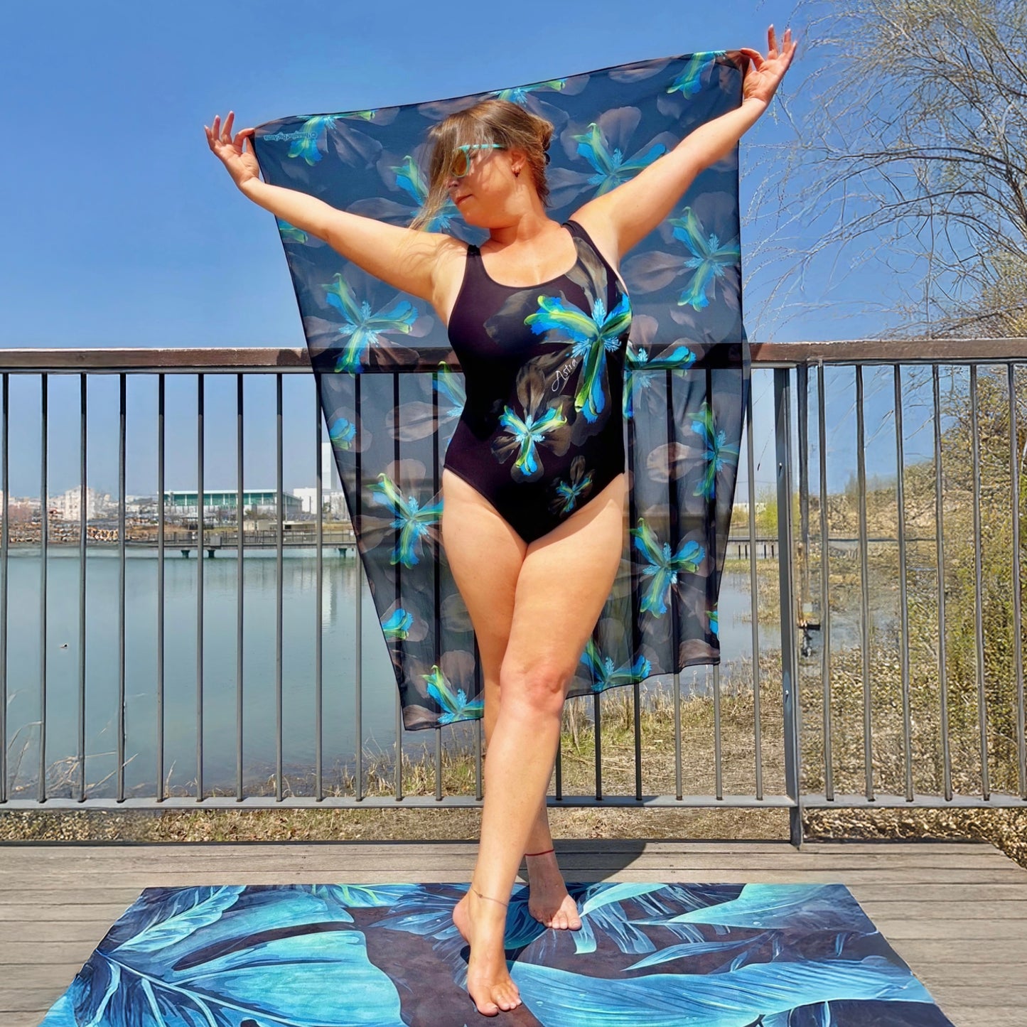 Tropical Iris Full Length Beach Sarong