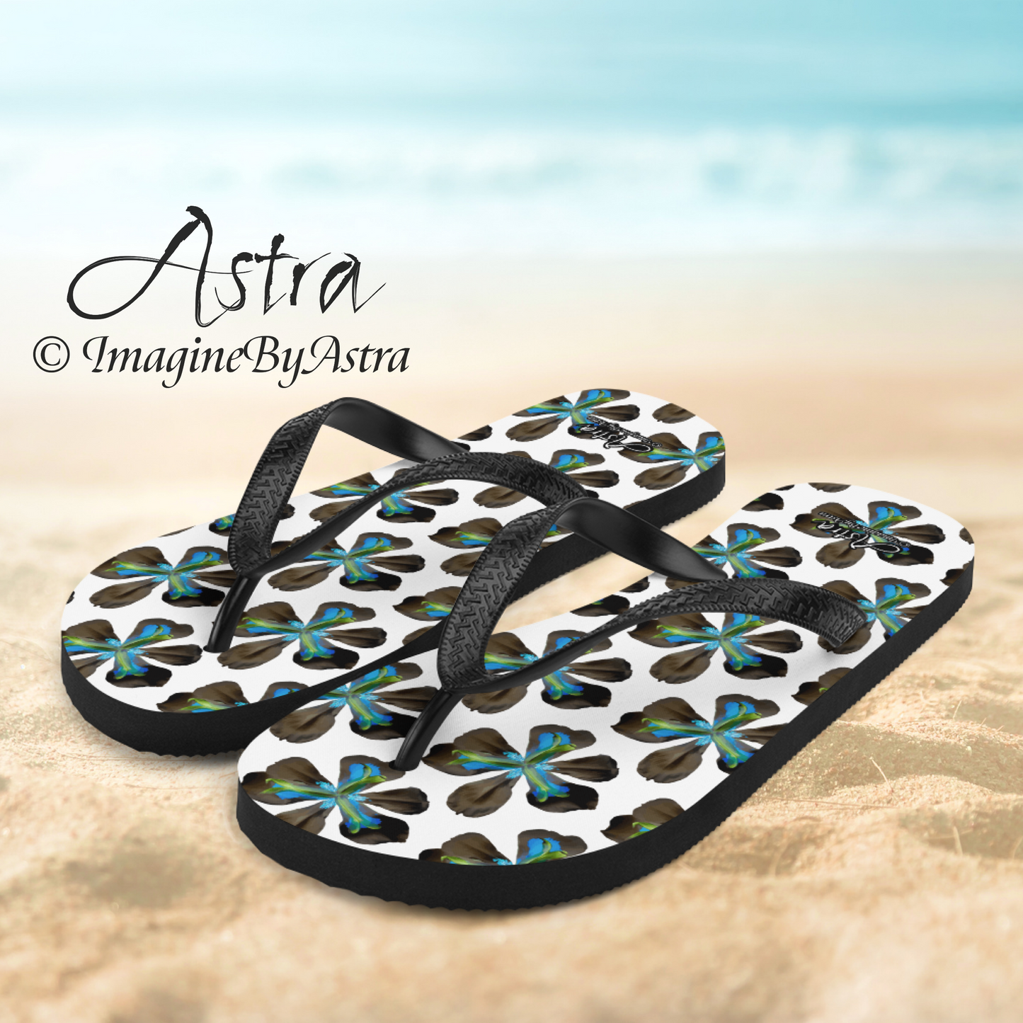 Tropical Iris Flip-Flops - White