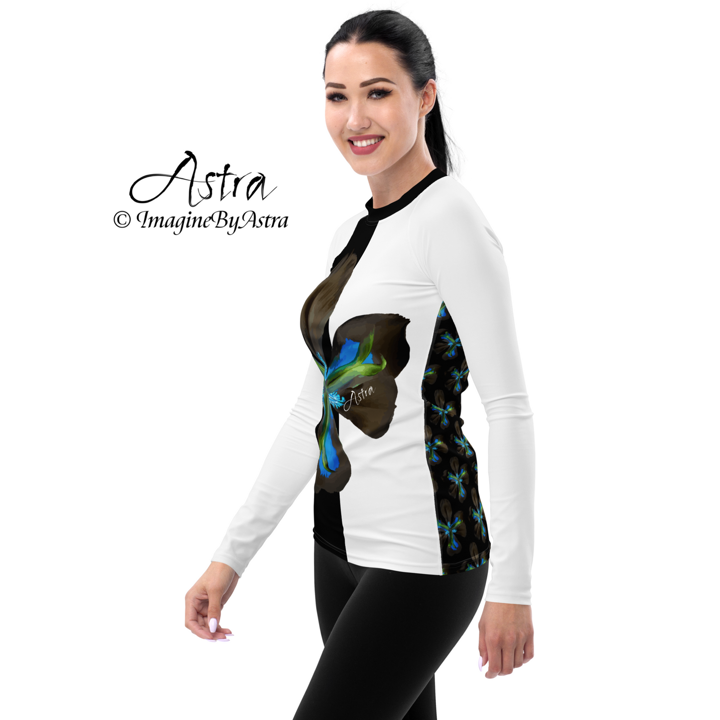 Tropical Iris Long Sleeve Top - Black Back
