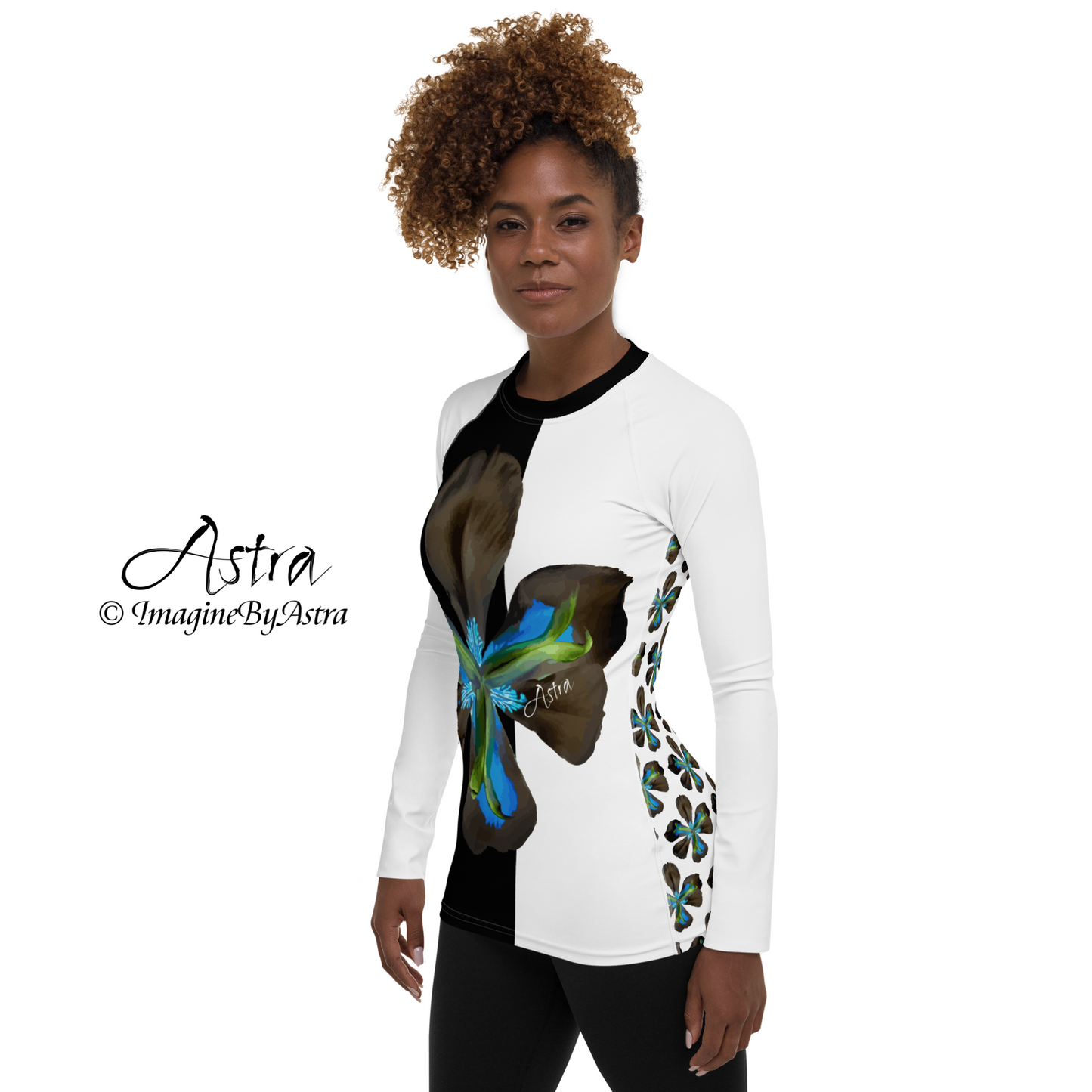 Tropical Iris Long Sleeve Top - White Back