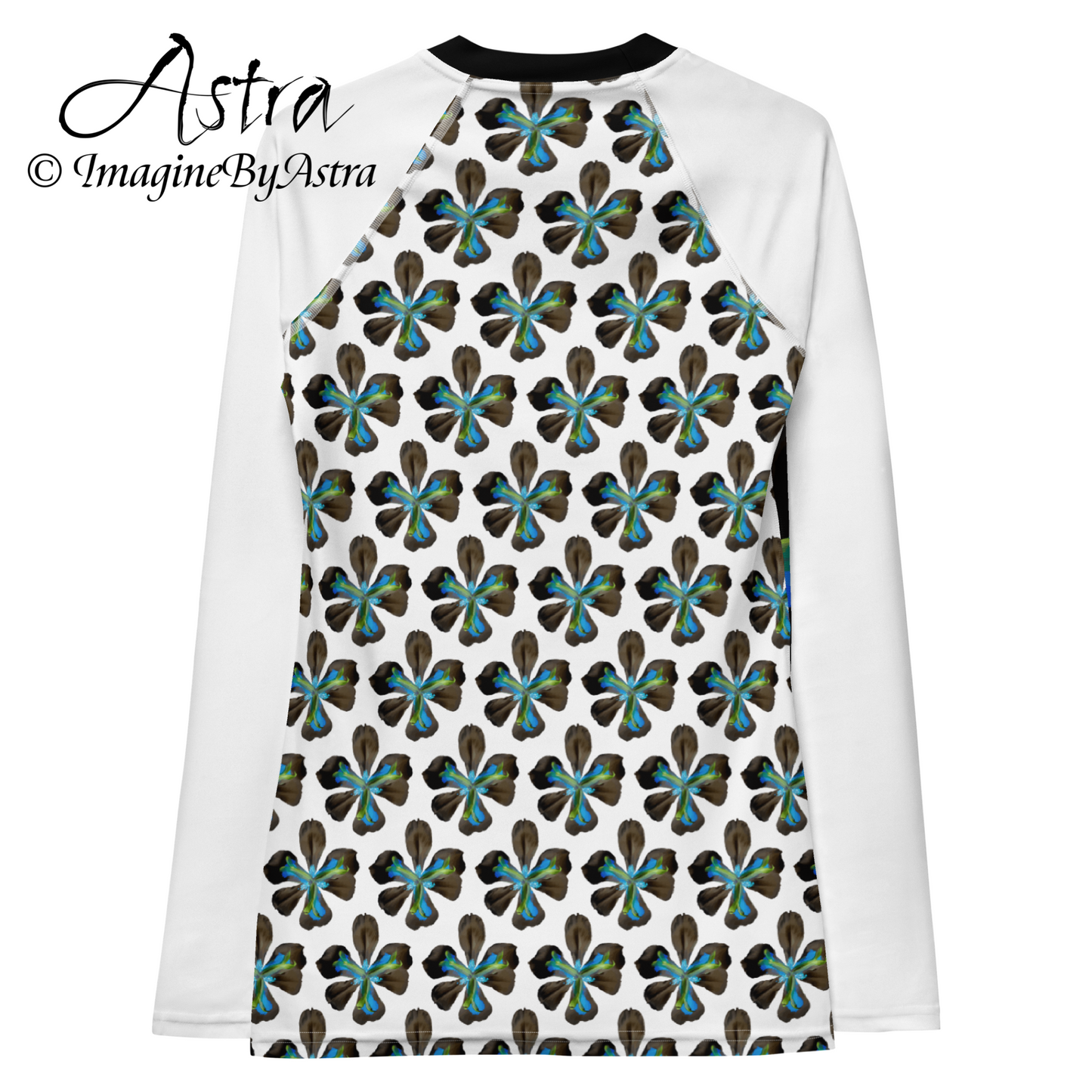 Tropical Iris Long Sleeve Top - White Back