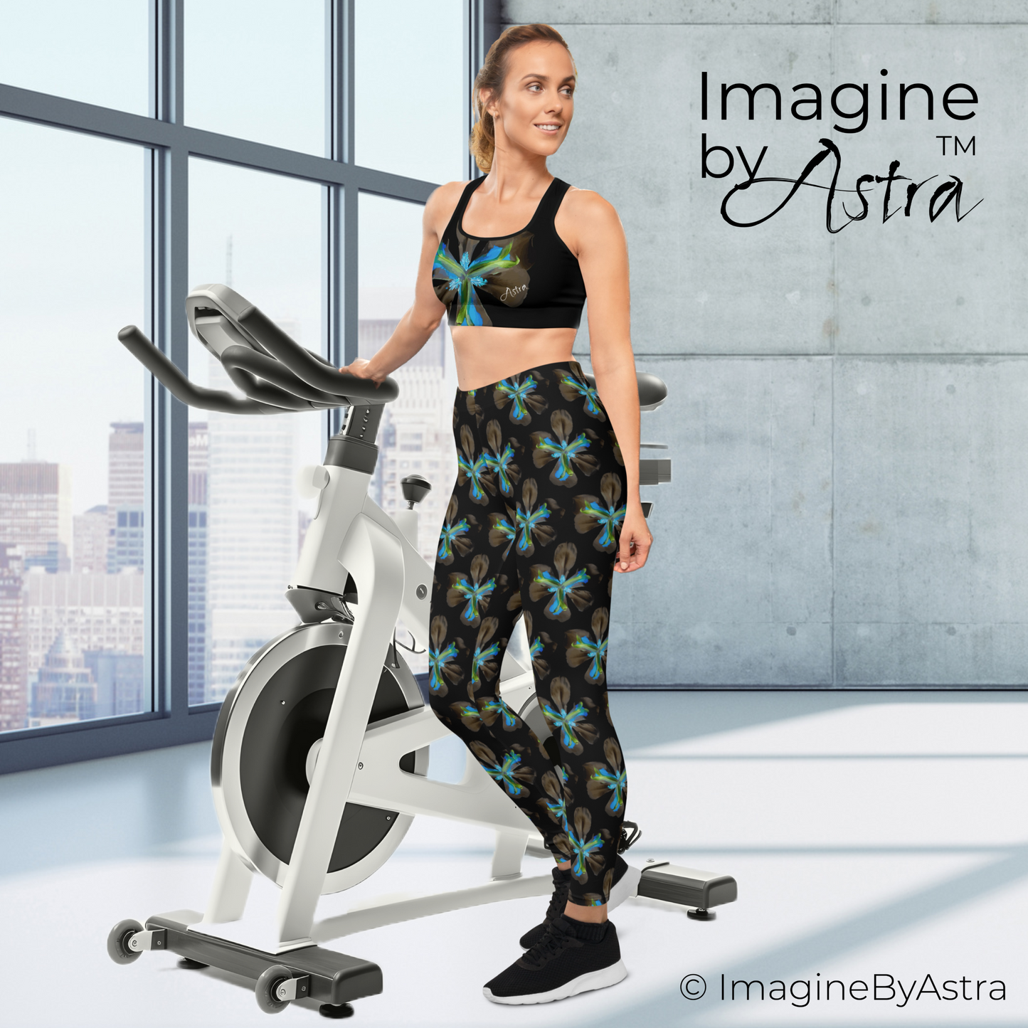 Tropical Iris Leggings Set - Black