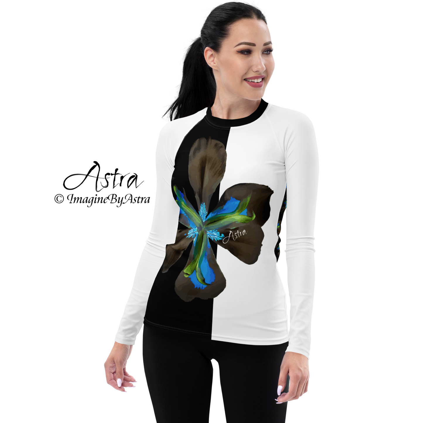 Tropical Iris Long Sleeve Top - Black Back