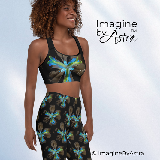 Tropical Iris Leggings Set - Black