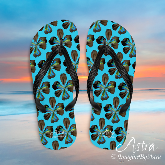 Tropical Iris Flip-Flops - Blue