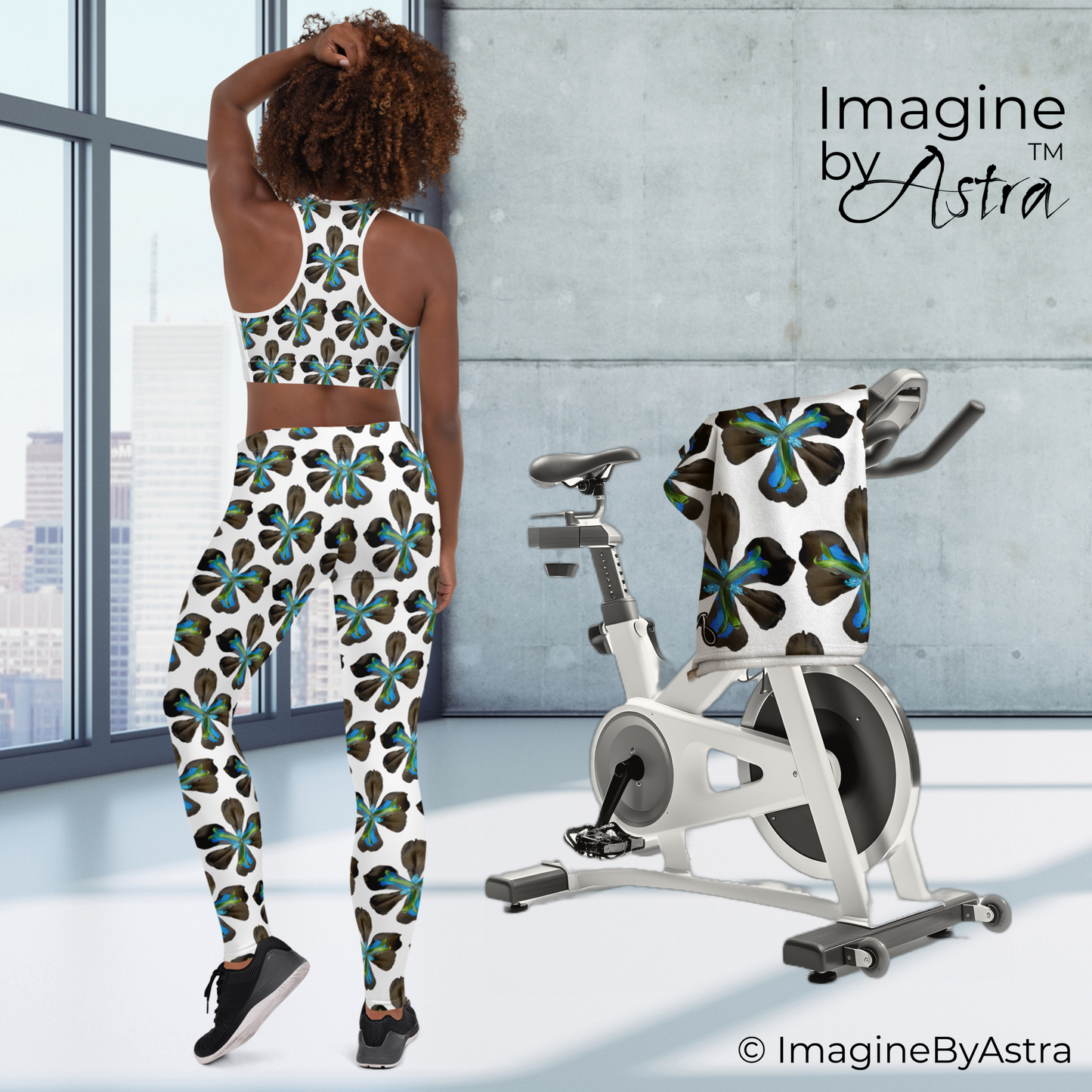 Tropical Iris Leggings Set - White