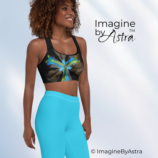 Tropical Iris Legging Set - Black and Blue