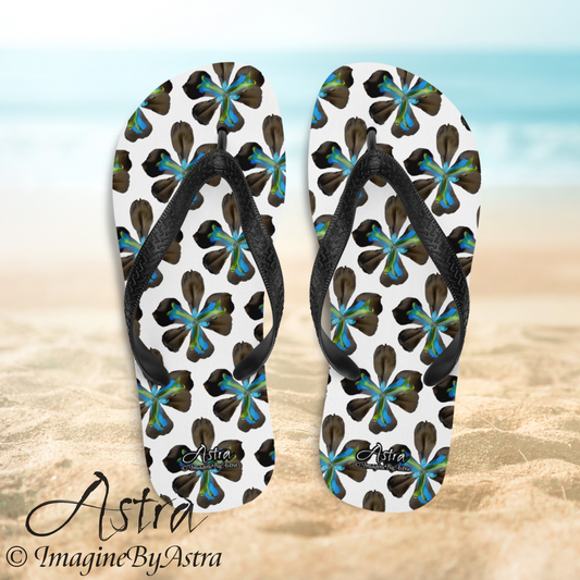 Tropical Iris Flip-Flops - White