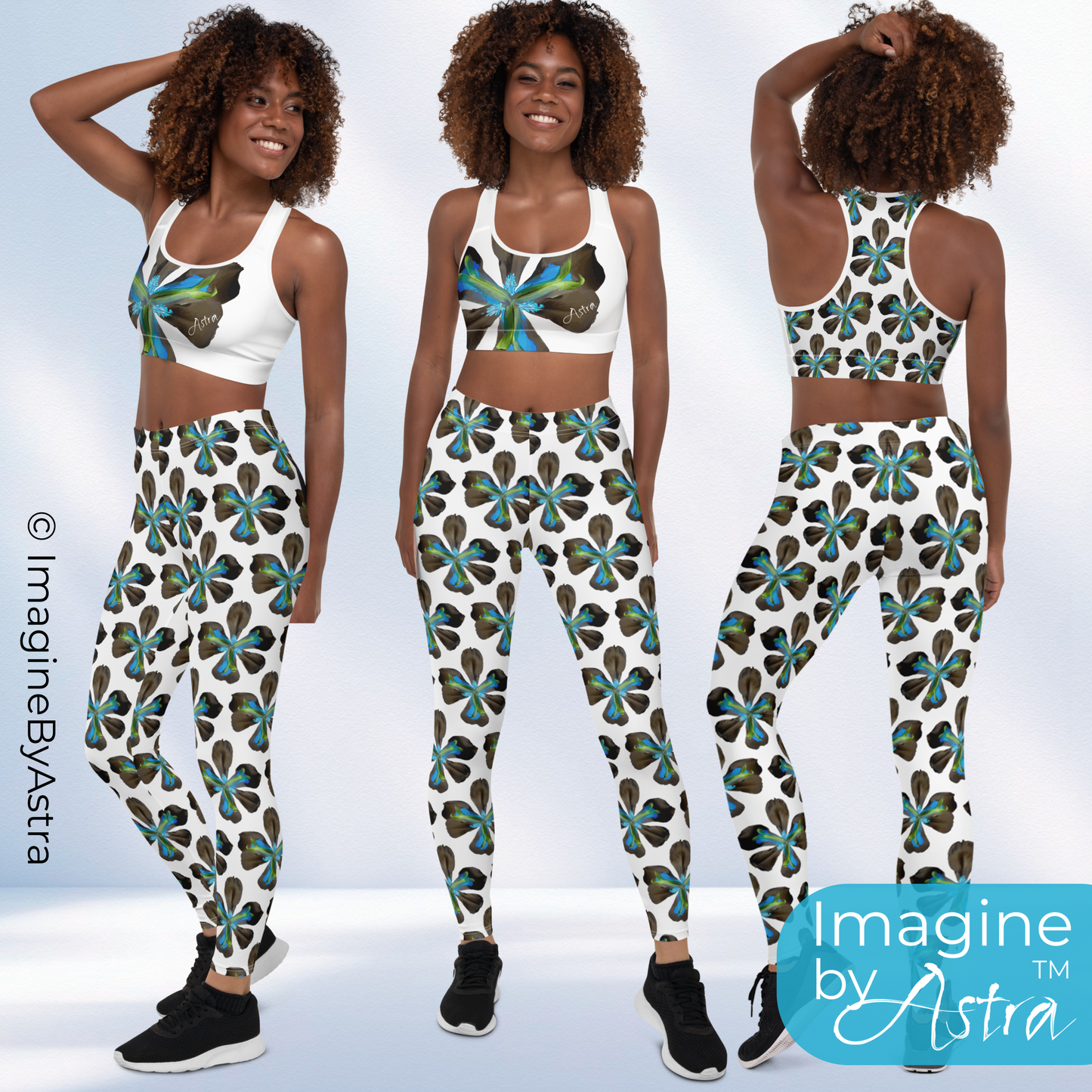 Tropical Iris Leggings Set - White